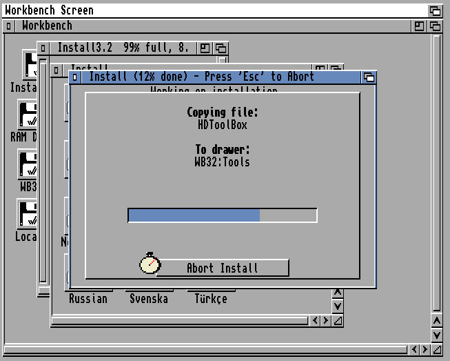 Files are copied to hard drive.