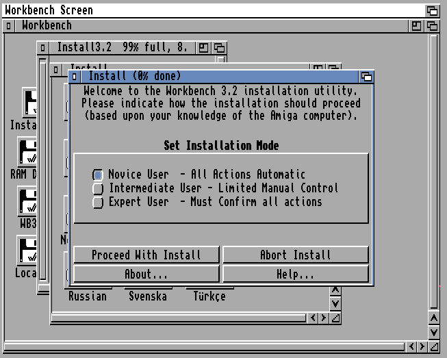 Select user level - default is Novice