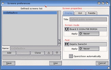 Screen preferences