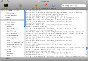 Console. System log.